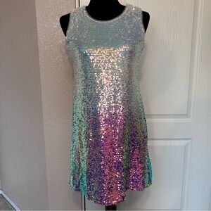 NWT Zunie Blue and Purple Ombré‎ Sequins Covered Sleeveless Dress Size Girls 14